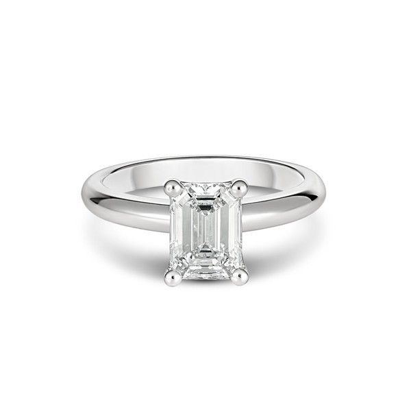 18ct White Gold Emerald Cut 1.51ct Solitaire Diamond Ring