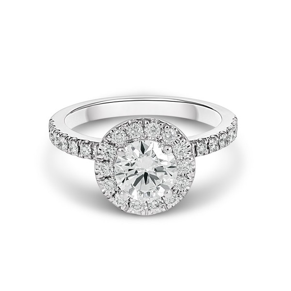 18ct White Gold Brilliant Cut Diamond Halo Ring VS2