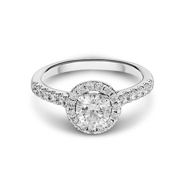 18ct White Gold Brilliant Cut Diamond Halo Ring SI2