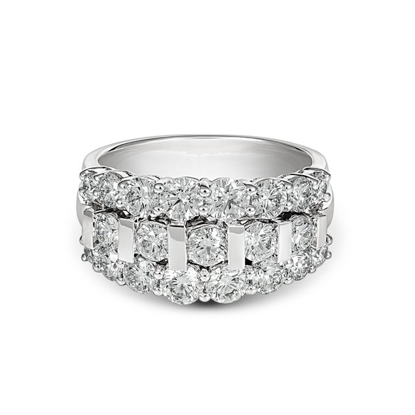 18ct White Gold Ladies Diamond Three Row Style Ring