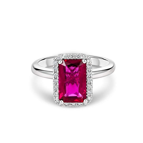 Rubelite Cocktail Diamond Ring